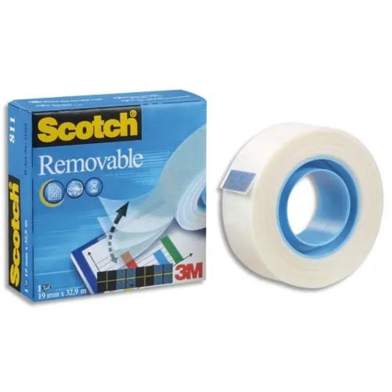 SCOTCH Ruban adhésif invisible repositionnable Magic 811 - 19 mm x 33 mètres, en boîte