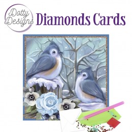 Carte Broderie Diamant - Oiseaux dans la neige - DDDC1159
