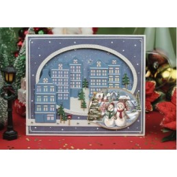 Carte 3D prédéc. - SB10772 - Snowy Christmas - Bonhommes de neige