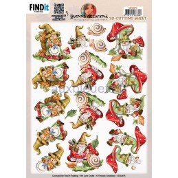 Carte 3D à découper - CD12075 - Gnomes et escargot