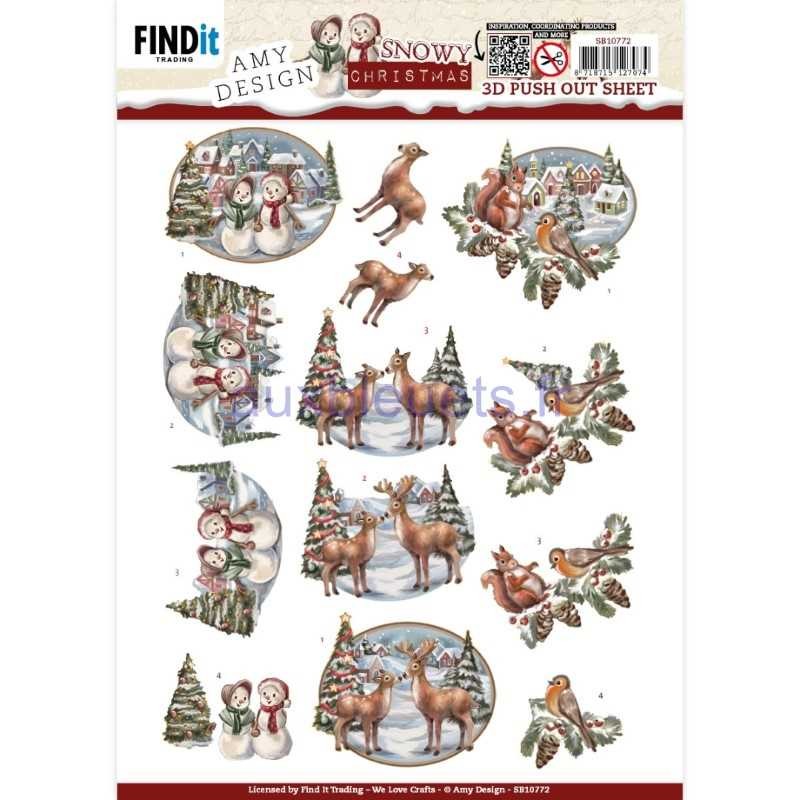 Carte 3D prédéc. - SB10772 - Snowy Christmas - Bonhommes de neige Carte 3D prédéc. - SB10772 - Snowy Christmas - Bonhommes de neige