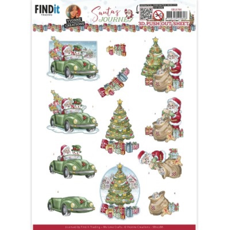 Carte 3D prédéc. - SB10786 - Santa'Journey - Père Noël en voiture