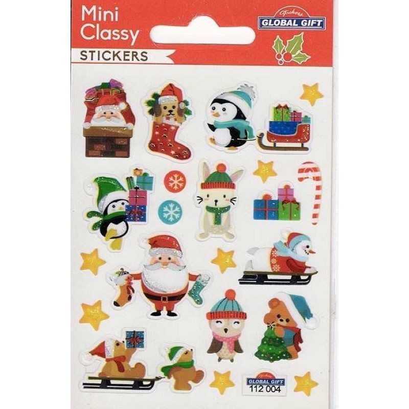 Stickers déco Noël mats et paillettés