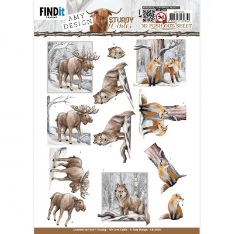Carte 3D prédéc. - SB10826 - Sturdy winter - Elans loups et renards Carte 3D prédéc. - SB10826 - Sturdy winter - Elans loups et renards