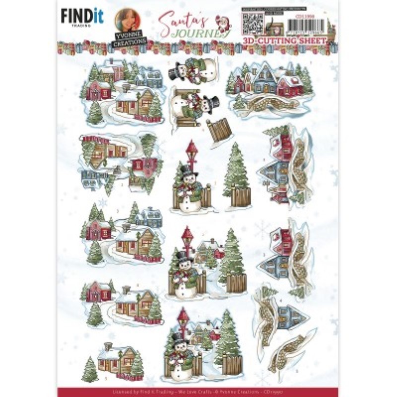 Set de 5 cartes de Noël Neige - 5 motifs différents, avec enveloppe, 5  pièces