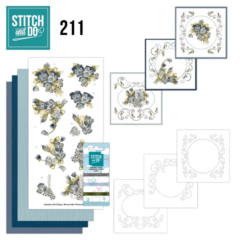 Stitch and do 211 - kit Carte 3D broderie - Les pensées