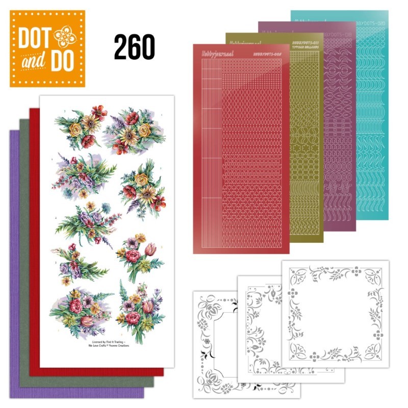 Dot and do 260 - kit Carte 3D  - Bouquet champêtre coloré