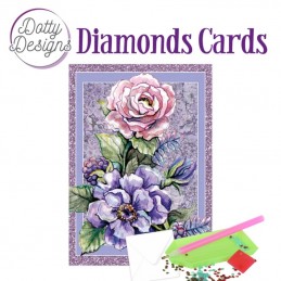 Carte Broderie Diamant - Fleurs roses - DDDC1166