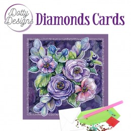 Carte Broderie Diamant - Fleurs pourpres - DDDC1165
