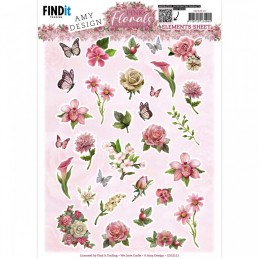 Carte 3D à découper - CD12111 - Pink Florals - Petites décos