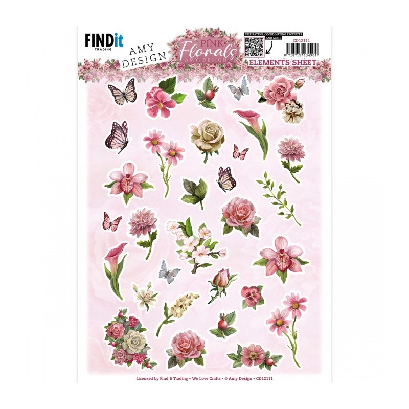 Carte 3D à découper - CD12111 - Pink Florals - Petites décos