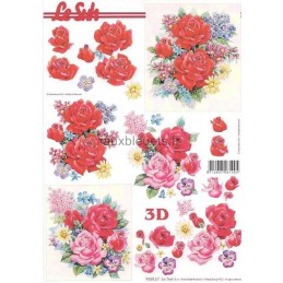 Carte 3D à découper -  Roses - 416957