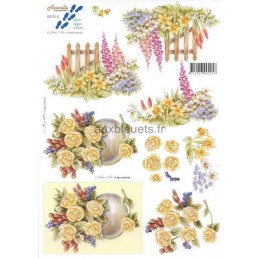 Carte 3D à découper - Fleurs en bouquet - 821514