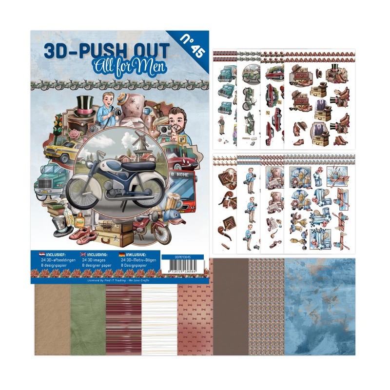 Carte 3D livre A4 prédécoupé N°45 - pour les hommes - 24 images + papiers
