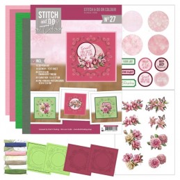 Stitch and Do on Colour 027 - Kit Carte 3D à broder de couleur - Fleurs roses