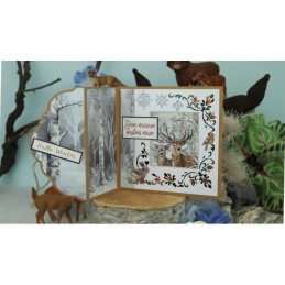 Carte 3D à découper - CD12040 - Sturdy winter  - Cerf et moutons