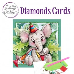 Carte Broderie Diamant - Anniversaire éléphanteau - DDDC1173