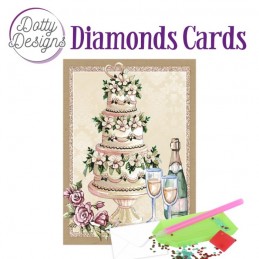 Carte Broderie Diamant - Gâteau de mariage - DDDC1176