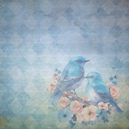 Bloc de papier - Happy blue birds - Papiers motifs 20.3x20.3