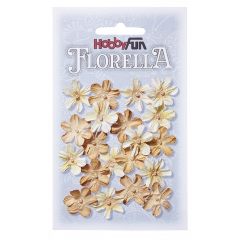 Fleurs en papier 2 cm beige paquet de 20