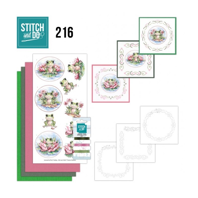 Stitch and do 216 - kit Carte 3D broderie - Grenouilles joyeuses