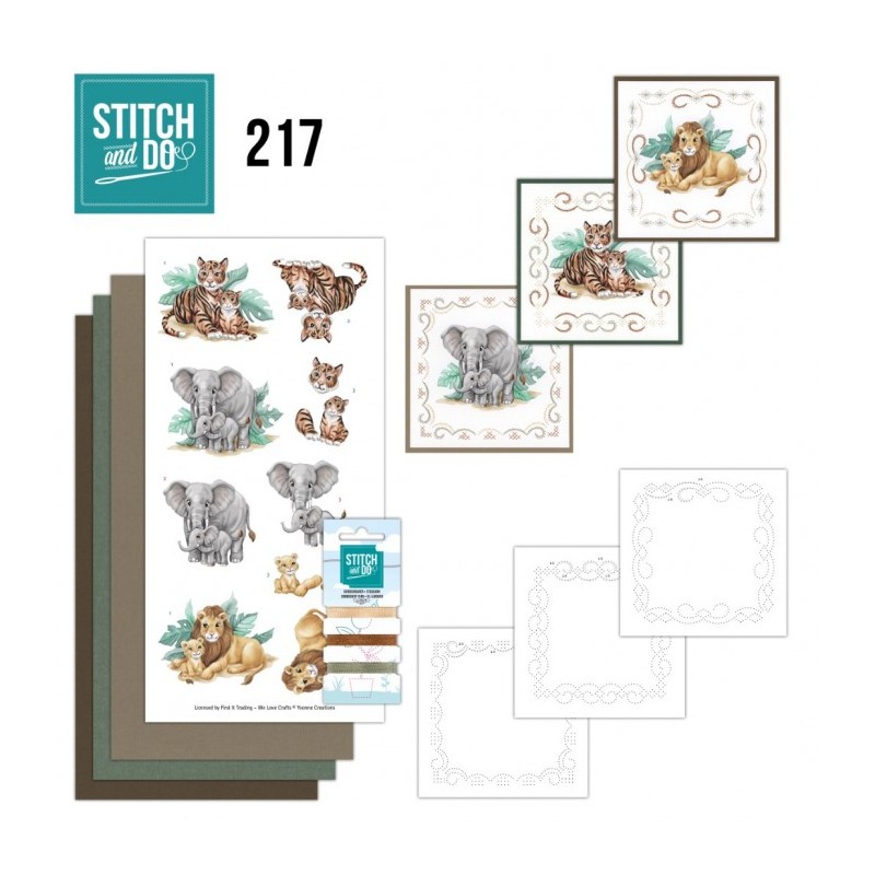 Stitch and do 217 - kit Carte 3D broderie - Jeunes animaux sauvages