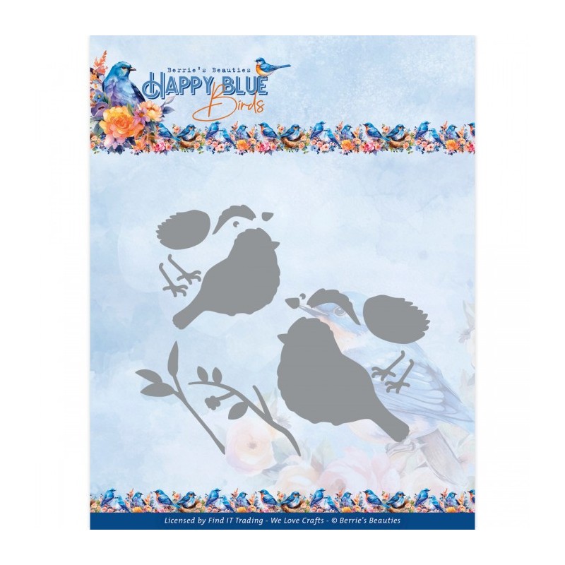 Matrice de coupe Die - Happy blue birds - Oiseaux et branches - BBD10003