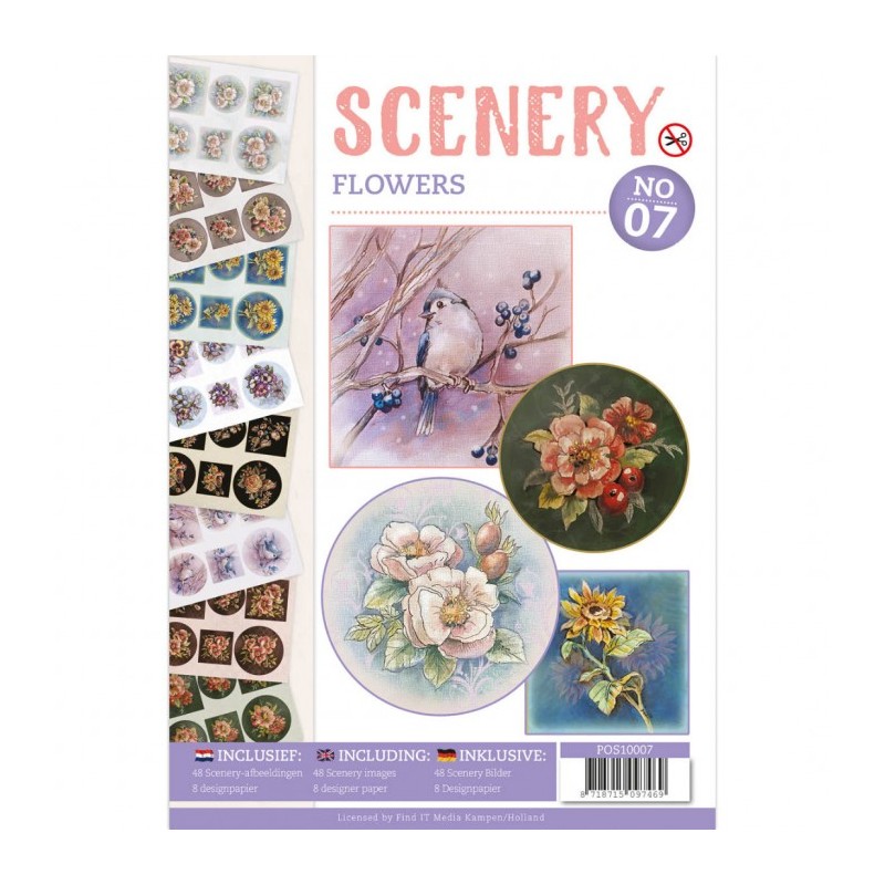 Livre Scenery A4 prédécoupé N°7 - Fleurs 48 images + papiers