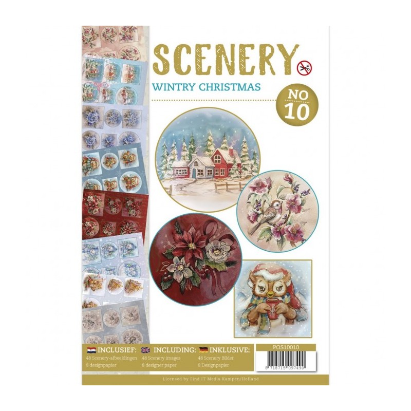 Livre Scenery A4 prédécoupé N°10 - Hiver à Noël 48 images + papiers