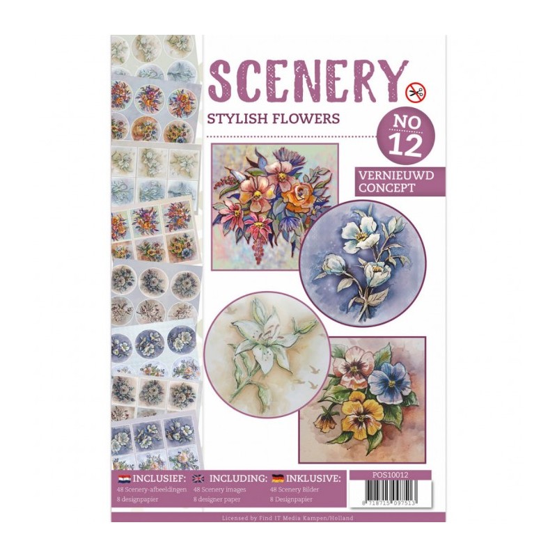 Livre Scenery A4 prédécoupé N°12 - Fleurs Élégantes 48 images + papiers