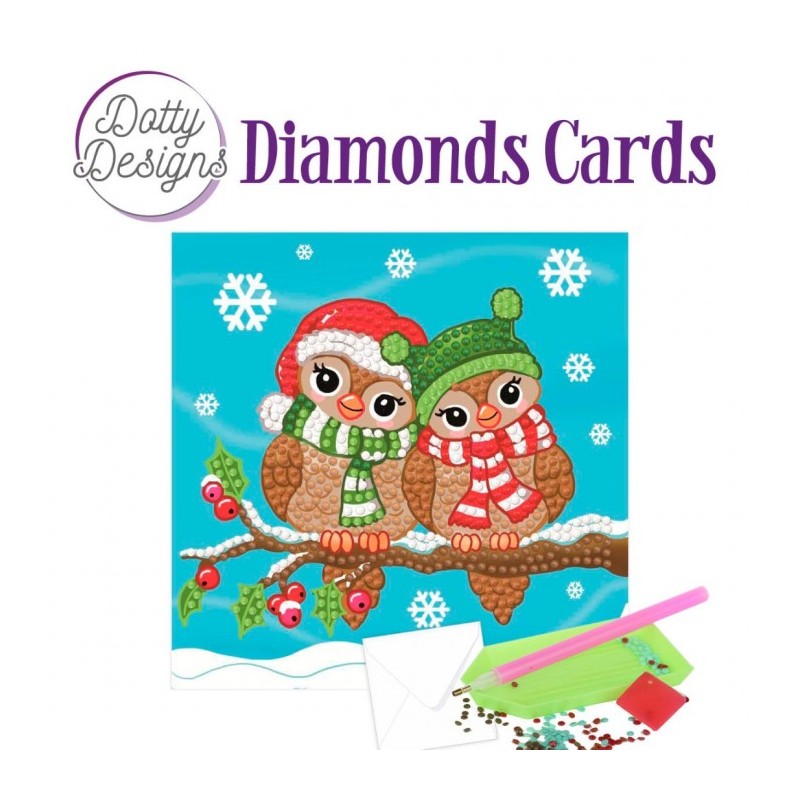 Carte Broderie Diamant - Oiseaux De Noël - DDDC1002