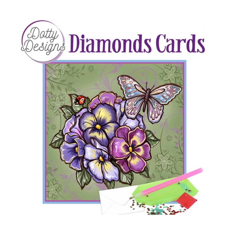 Carte Broderie Diamant - Fleurs violettes - DDDC1018