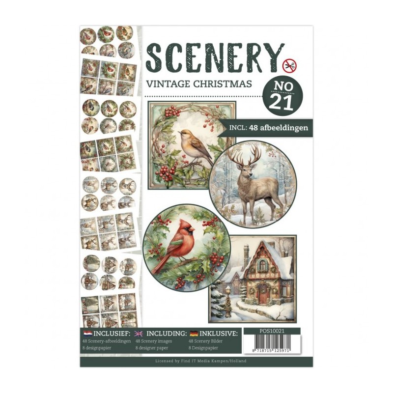 Livre Scenery A4 prédécoupé N°21 - Noël Vintage 48 images + papiers Livre Scenery A4 prédécoupé N°21 - Noël Vintage 48 images + papiers