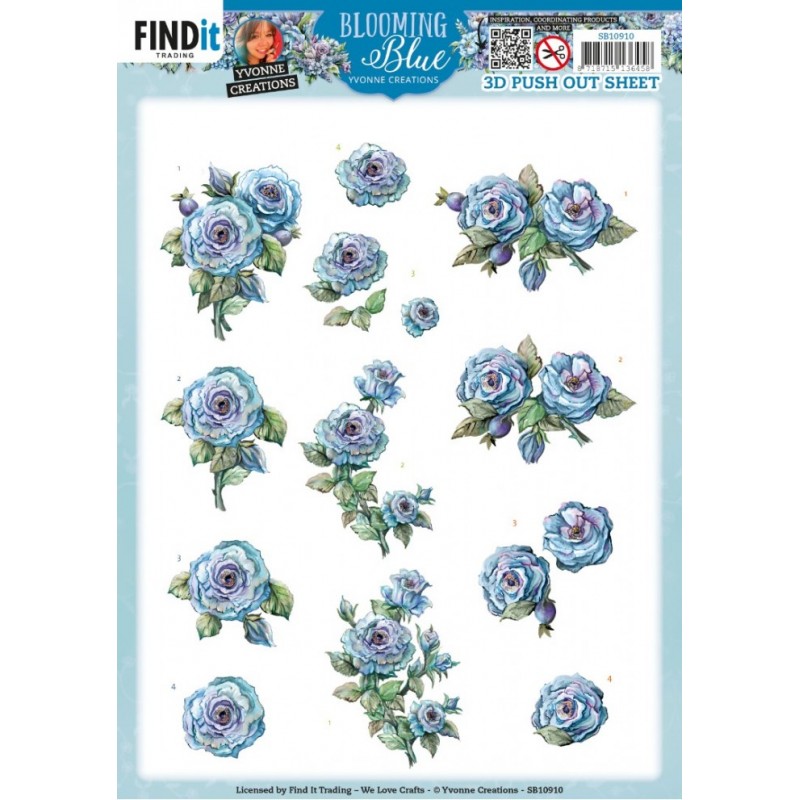 Carte 3D prédéc. - SB10910 - Fleurs bleues  - Eglantier