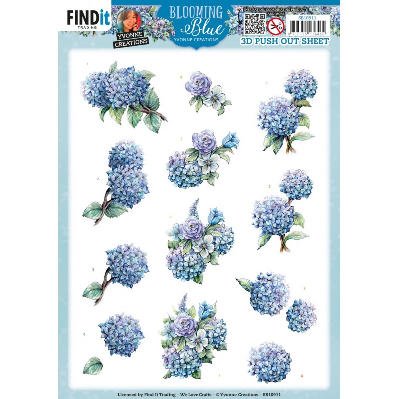 Carte 3D prédéc. - SB10911 - Fleurs bleues  - Hortensia - Blooming Blue