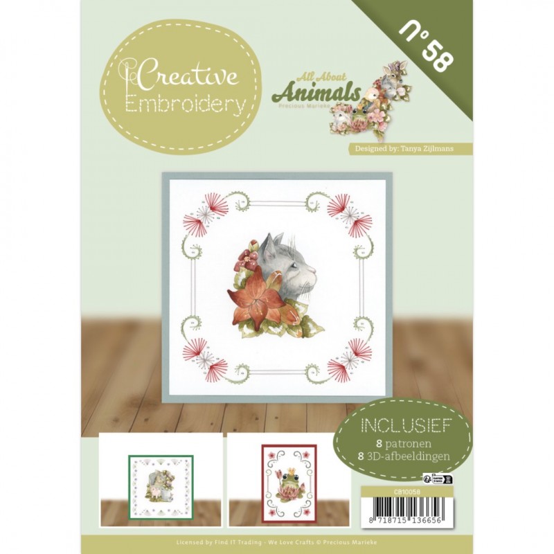 Creative Embroidery n°58 - Livret 8 modèles de cartes à broder - Animaux