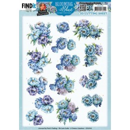 Carte 3D à découper - CD12136 - Fleurs bleues - Myrtilles