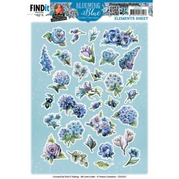 Carte 3D à découper - CD12137 - Fleurs bleues - Petites décos n°1