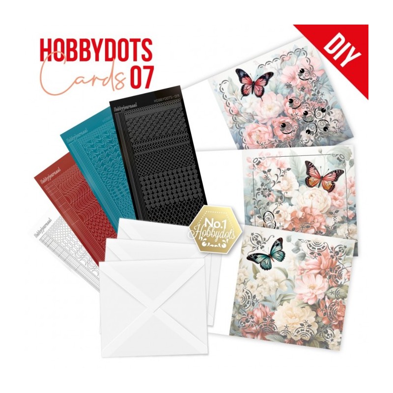 Kit cartes imprimées Hobbydots N°7 - Fleurs et papillons