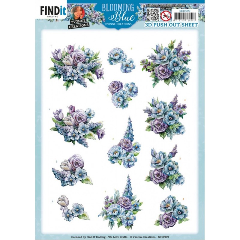 Carte 3D prédéc. - SB10909 - Fleurs bleues