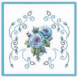 Stitch and do 218 - kit Carte 3D broderie - Fleurs bleues