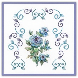 Stitch and do 218 - kit Carte 3D broderie - Fleurs bleues
