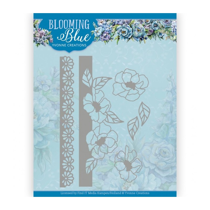 Dies - Yvonne Creations - Fleurs bleues - YCD10349 - Bordures fleursés