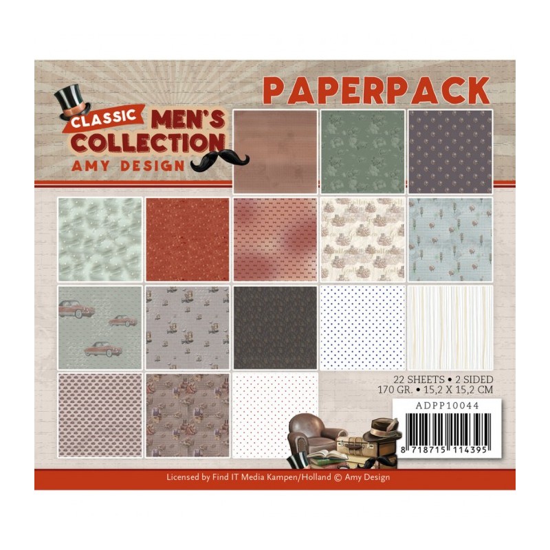 Bloc de papier - Amy Design - Collection Hommes 15.2 x 15.2