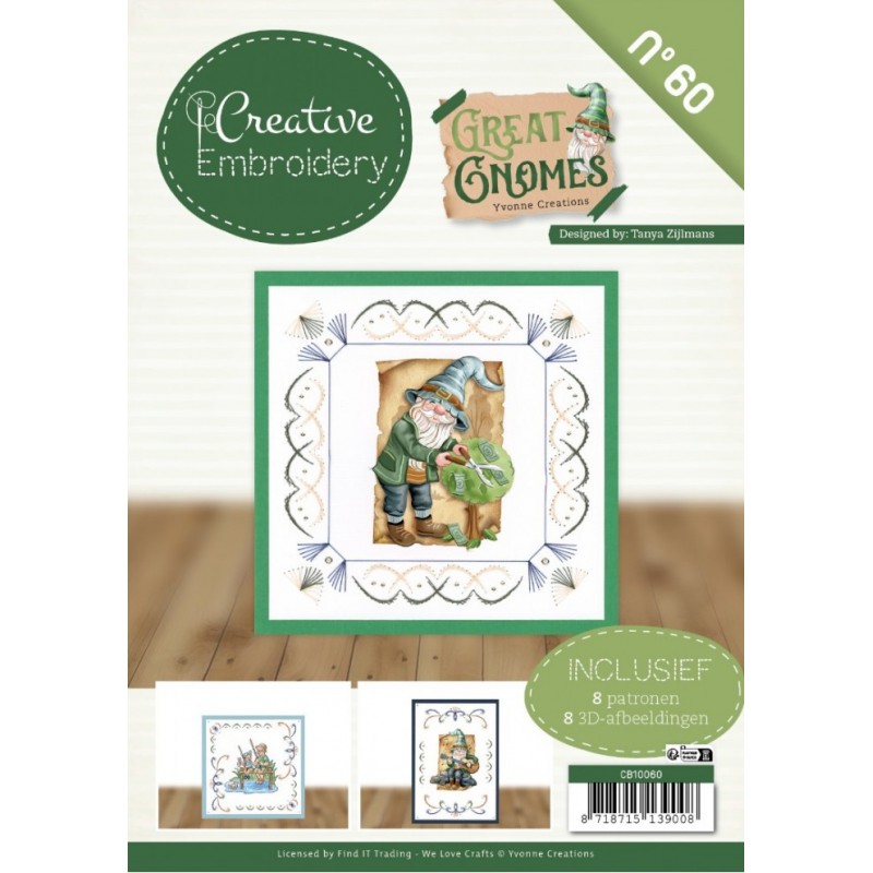Creative Embroidery n°60 - Livret 8 modèles de cartes à broder - Familles et gnomes