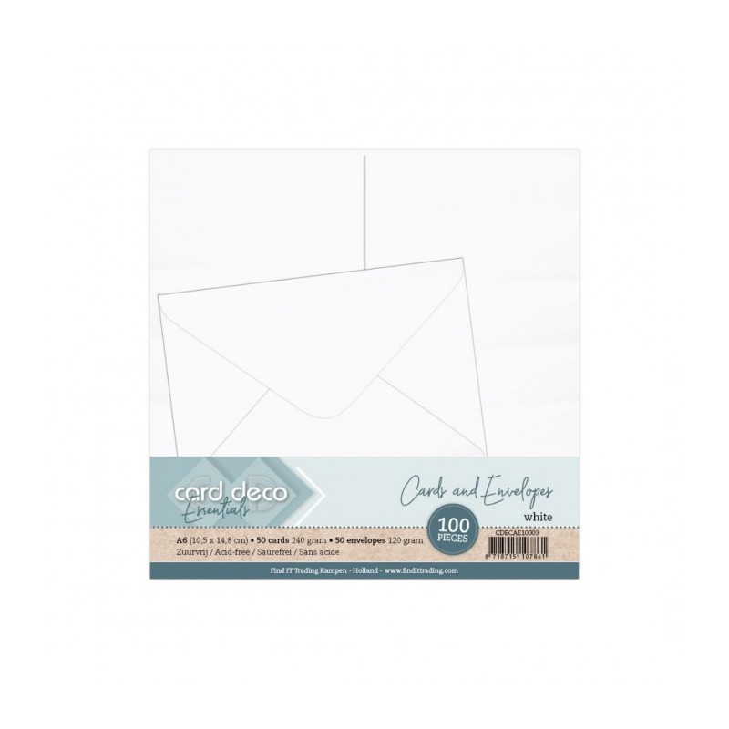 Paquet de 50 cartes doubles A6 + enveloppes blanches