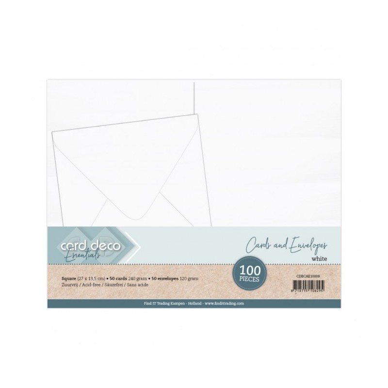 Paquet de 50 cartes doubles carrées + enveloppes blanches