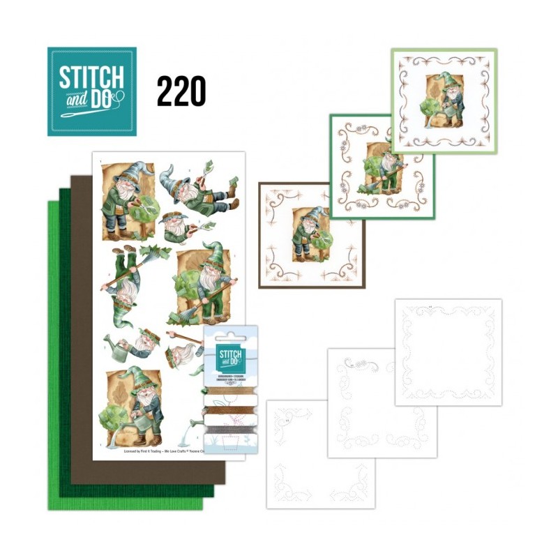 Stitch and do 220 - kit Carte 3D broderie - Gnomes au jardin