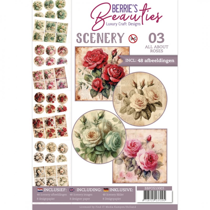 Livre Berries Beauties Scenery A4 prédécoupé N°4 - Roses 48 images + papiers Livre Berries Beauties Scenery A4 prédécoupé N°4 - Roses 48 images + papiers