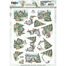 Carte 3D à découper - CD12193 - Noël enchanté - Village à Noël